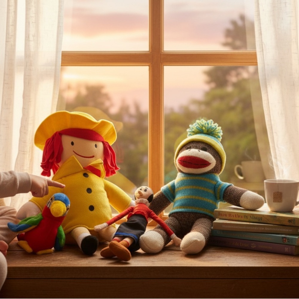 4 STUFFIES Madeline, Jabber Beanie‎ Baby, Olive  Oyl and Unusual Sock Monkey - Picture 2 of 7